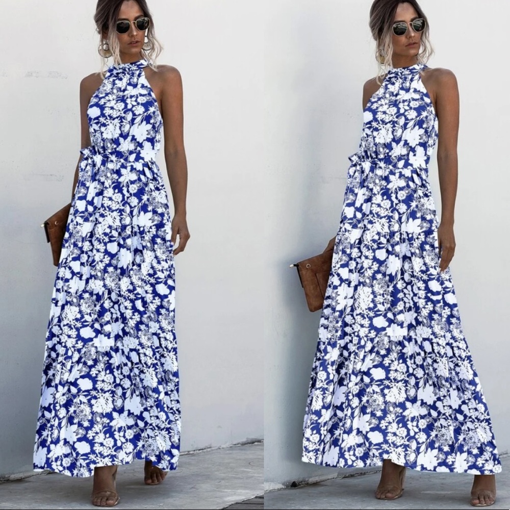 Boho gypsy dot halter maxi dress - Picture 4 of 4